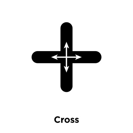 Cross icon vector isolated on white background, logo concept of Cross sign on transparent background, filled black symbolのイラスト素材