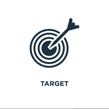 Target icon. Black filled vector illustration. Target symbol on white background. Can be used in web and mobile.のイラスト素材