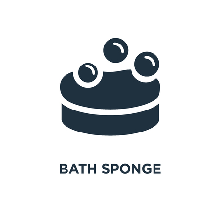 Bath Sponge icon. Black filled vector illustration. Bath Sponge symbol on white background. Can be used in web and mobile.のイラスト素材