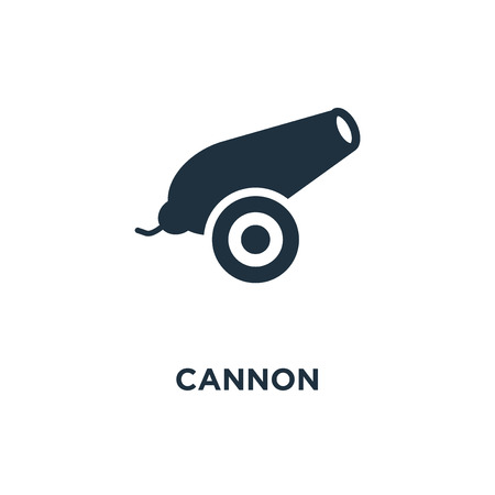 Cannon icon. Black filled vector illustration. Cannon symbol on white background. Can be used in web and mobile.のイラスト素材