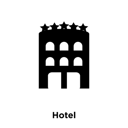 Hotel icon vector isolated on white background, logo concept of Hotel sign on transparent background, filled black symbolのイラスト素材