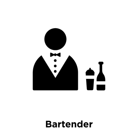 Bartender icon vector isolated on white background, logo concept of Bartender sign on transparent background, filled black symbolのイラスト素材