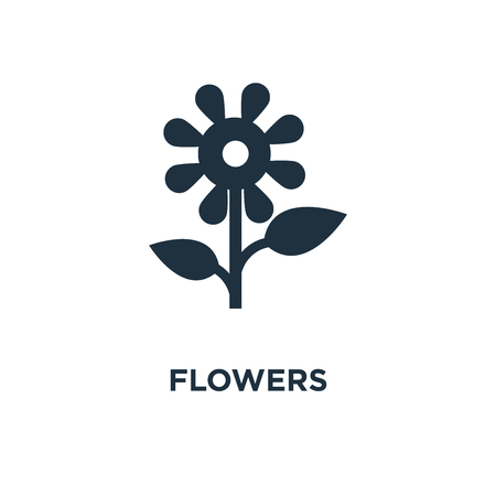 Flowers icon. Black filled vector illustration. Flowers symbol on white background. Can be used in web and mobile.のイラスト素材