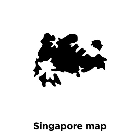 Singapore map icon vector isolated on white background, logo concept of Singapore map sign on transparent background, filled black symbolのイラスト素材