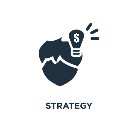 Strategy icon. Black filled vector illustration. Strategy symbol on white background. Can be used in web and mobile.のイラスト素材