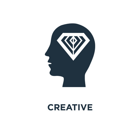 Creative icon. Black filled vector illustration. Creative symbol on white background. Can be used in web and mobile.のイラスト素材