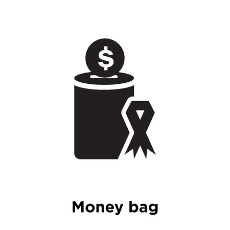Money bag icon vector isolated on white background, logo concept of Money bag sign on transparent background, filled black symbolのイラスト素材