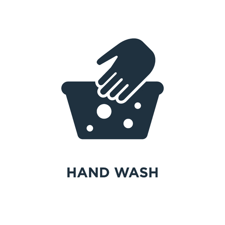 Hand wash icon. Black filled vector illustration. Hand wash symbol on white background. Can be used in web and mobile.のイラスト素材