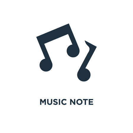 Music note icon. Black filled vector illustration. Music note symbol on white background. Can be used in web and mobile.のイラスト素材