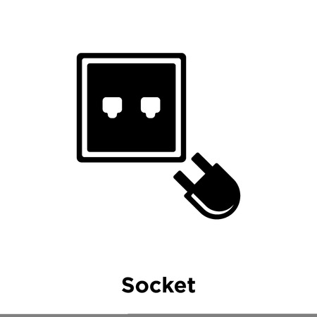 Socket icon vector isolated on white background, logo concept of Socket sign on transparent background, filled black symbolのイラスト素材