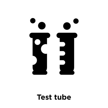 Test tube icon vector isolated on white background, logo concept of Test tube sign on transparent background, filled black symbolのイラスト素材