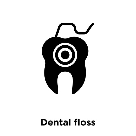 Dental floss icon vector isolated on white background, logo concept of Dental floss sign on transparent background, filled black symbolのイラスト素材