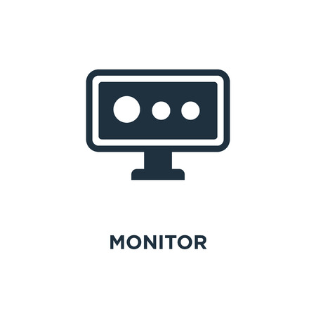 Monitor icon. Black filled vector illustration. Monitor symbol on white background. Can be used in web and mobile.のイラスト素材