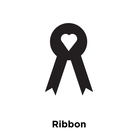 Ribbon icon vector isolated on white background, logo concept of Ribbon sign on transparent background, filled black symbolのイラスト素材