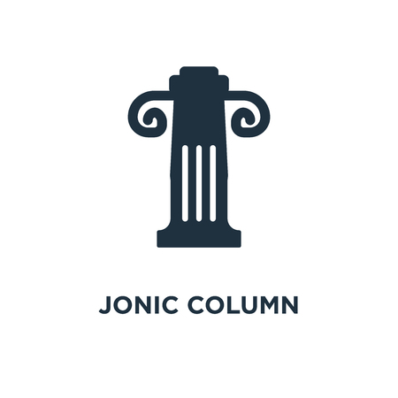 Jonic Column icon. Black filled vector illustration. Jonic Column symbol on white background. Can be used in web and mobile.のイラスト素材