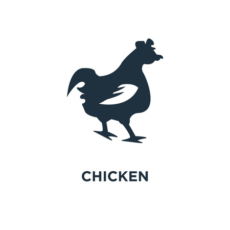 Chicken icon. Black filled vector illustration. Chicken symbol on white background. Can be used in web and mobile.のイラスト素材