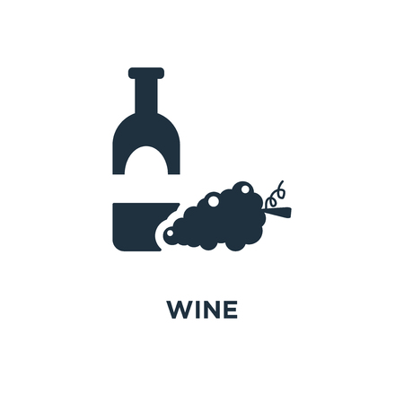 Wine icon. Black filled vector illustration. Wine symbol on white background. Can be used in web and mobile.のイラスト素材