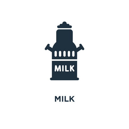 Milk icon. Black filled vector illustration. Milk symbol on white background. Can be used in web and mobile.のイラスト素材