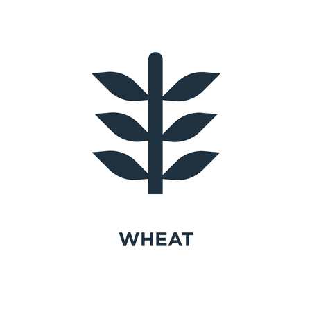Wheat icon. Black filled vector illustration. Wheat symbol on white background. Can be used in web and mobile.のイラスト素材
