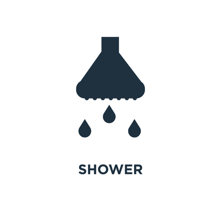 Shower icon. Black filled vector illustration. Shower symbol on white background. Can be used in web and mobile.のイラスト素材