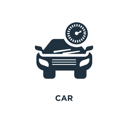Car icon. Black filled vector illustration. Car symbol on white background. Can be used in web and mobile.のイラスト素材
