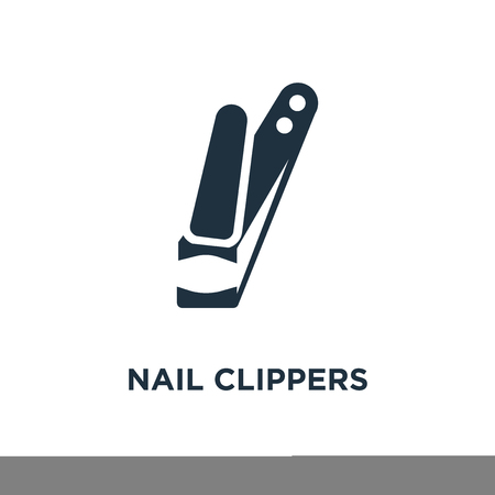 Nail clippers icon. Black filled vector illustration. Nail clippers symbol on white background. Can be used in web and mobile.のイラスト素材