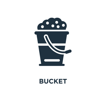 Bucket icon. Black filled vector illustration. Bucket symbol on white background. Can be used in web and mobile.のイラスト素材