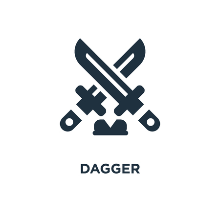 Dagger icon. Black filled vector illustration. Dagger symbol on white background. Can be used in web and mobile.のイラスト素材