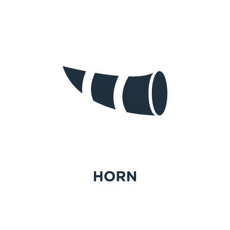 Horn icon. Black filled vector illustration. Horn symbol on white background. Can be used in web and mobile.のイラスト素材