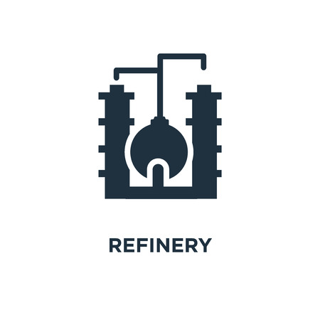 Refinery icon. Black filled vector illustration. Refinery symbol on white background. Can be used in web and mobile.