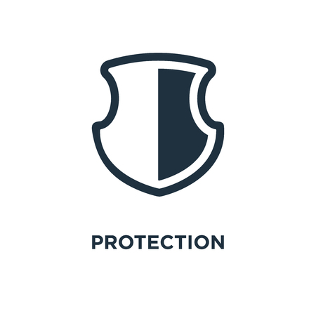 Protection icon. Black filled vector illustration. Protection symbol on white background. Can be used in web and mobile.のイラスト素材