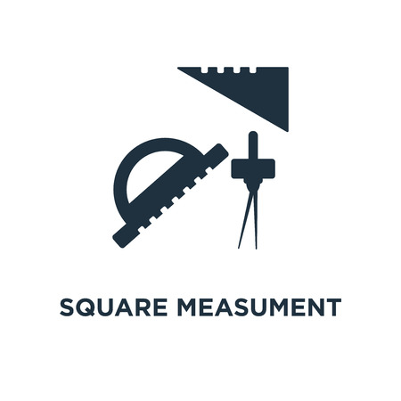 Square Measument icon. Black filled vector illustration. Square Measument symbol on white background. Can be used in web and mobile.のイラスト素材