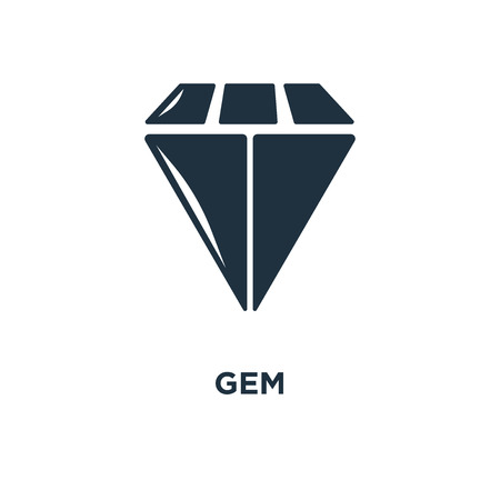 Gem icon. Black filled vector illustration. Gem symbol on white background. Can be used in web and mobile.のイラスト素材