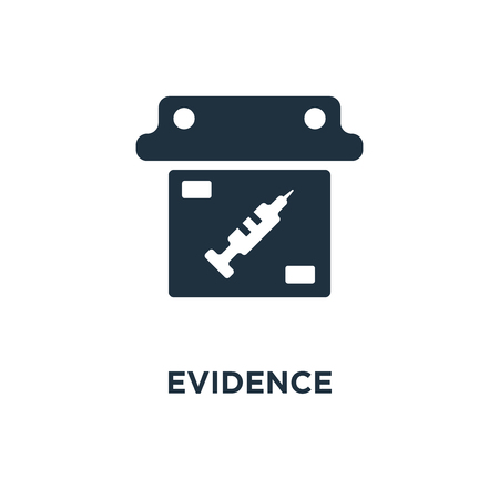 Evidence icon. Black filled vector illustration. Evidence symbol on white background. Can be used in web and mobile.のイラスト素材