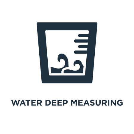 Water Deep Measuring icon. Black filled vector illustration. Water Deep Measuring symbol on white background. Can be used in web and mobile.のイラスト素材