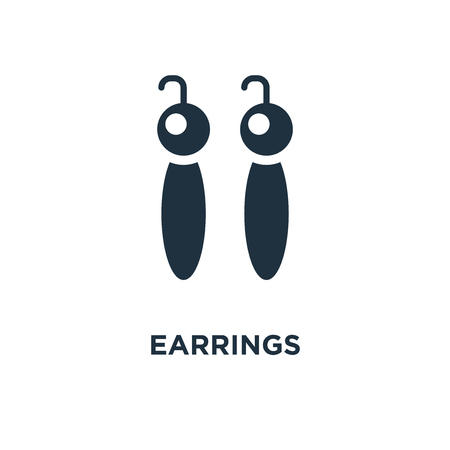 Earrings icon. Black filled vector illustration. Earrings symbol on white background. Can be used in web and mobile.のイラスト素材