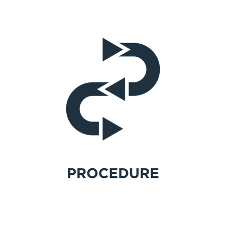 Procedure icon. Black filled vector illustration. Procedure symbol on white background. Can be used in web and mobile.
