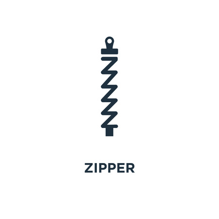 Zipper icon. Black filled vector illustration. Zipper symbol on white background. Can be used in web and mobile.のイラスト素材