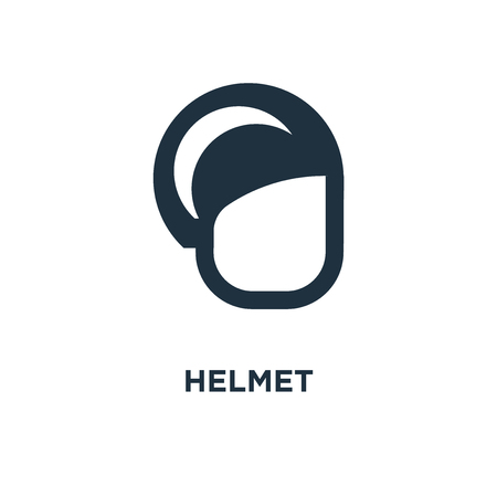 Helmet icon. Black filled vector illustration. Helmet symbol on white background. Can be used in web and mobile.のイラスト素材