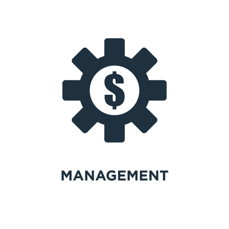 Management icon. Black filled vector illustration. Management symbol on white background. Can be used in web and mobile.のイラスト素材