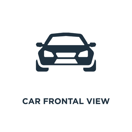 Car frontal view icon. Black filled vector illustration. Car frontal view symbol on white background. Can be used in web and mobile.のイラスト素材