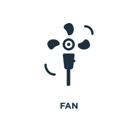 Fan icon. Black filled vector illustration. Fan symbol on white background. Can be used in web and mobile.のイラスト素材