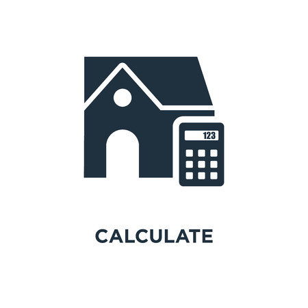 Calculate icon. Black filled vector illustration. Calculate symbol on white background. Can be used in web and mobile.のイラスト素材