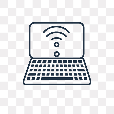 Laptop vector outline icon isolated on transparent background, high quality linear Laptop transparency concept can be used web and mobileのイラスト素材