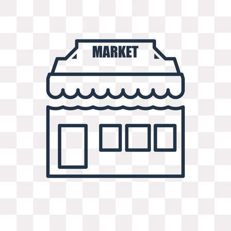 Market vector outline icon isolated on transparent background, high quality linear Market transparency concept can be used web and mobileのイラスト素材