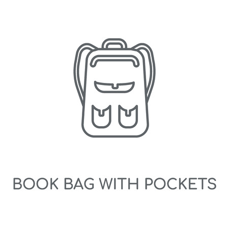 Book Bag with Pockets linear icon. Book Bag with Pockets concept stroke symbol design. Thin graphic elements vector illustration, outline pattern on a white background, eps 10.のイラスト素材