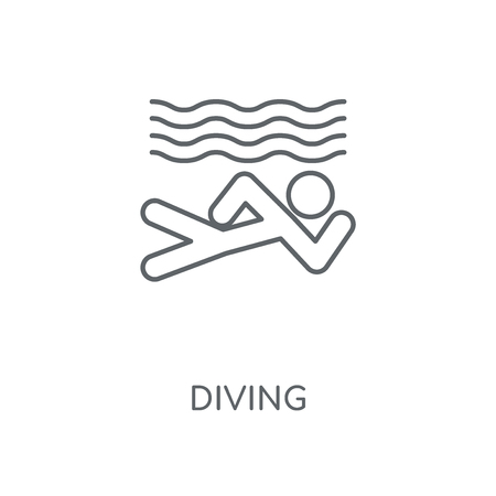 Diving linear icon. Diving concept stroke symbol design. Thin graphic elements vector illustration, outline pattern on a white background, eps 10.のイラスト素材