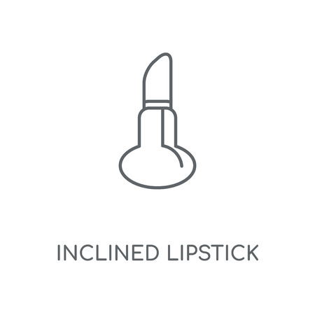 Inclined Lipstick linear icon. Inclined Lipstick concept stroke symbol design. Thin graphic elements vector illustration, outline pattern on a white background, eps 10.のイラスト素材