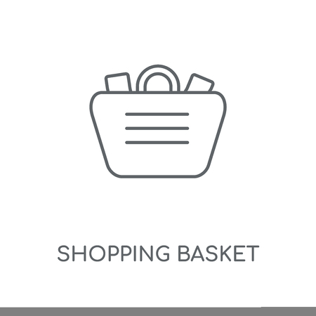 Shopping basket linear icon. Shopping basket concept stroke symbol design. Thin graphic elements vector illustration, outline pattern on a white background, eps 10.のイラスト素材