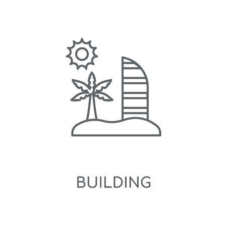 Building linear icon. Building concept stroke symbol design. Thin graphic elements vector illustration, outline pattern on a white background, eps 10.のイラスト素材